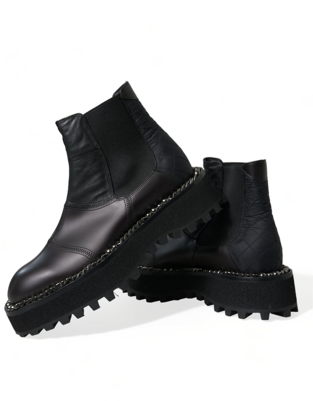 Dolce & Gabbana Black Leather Slip On Stretch Chelsea Boots Shoes