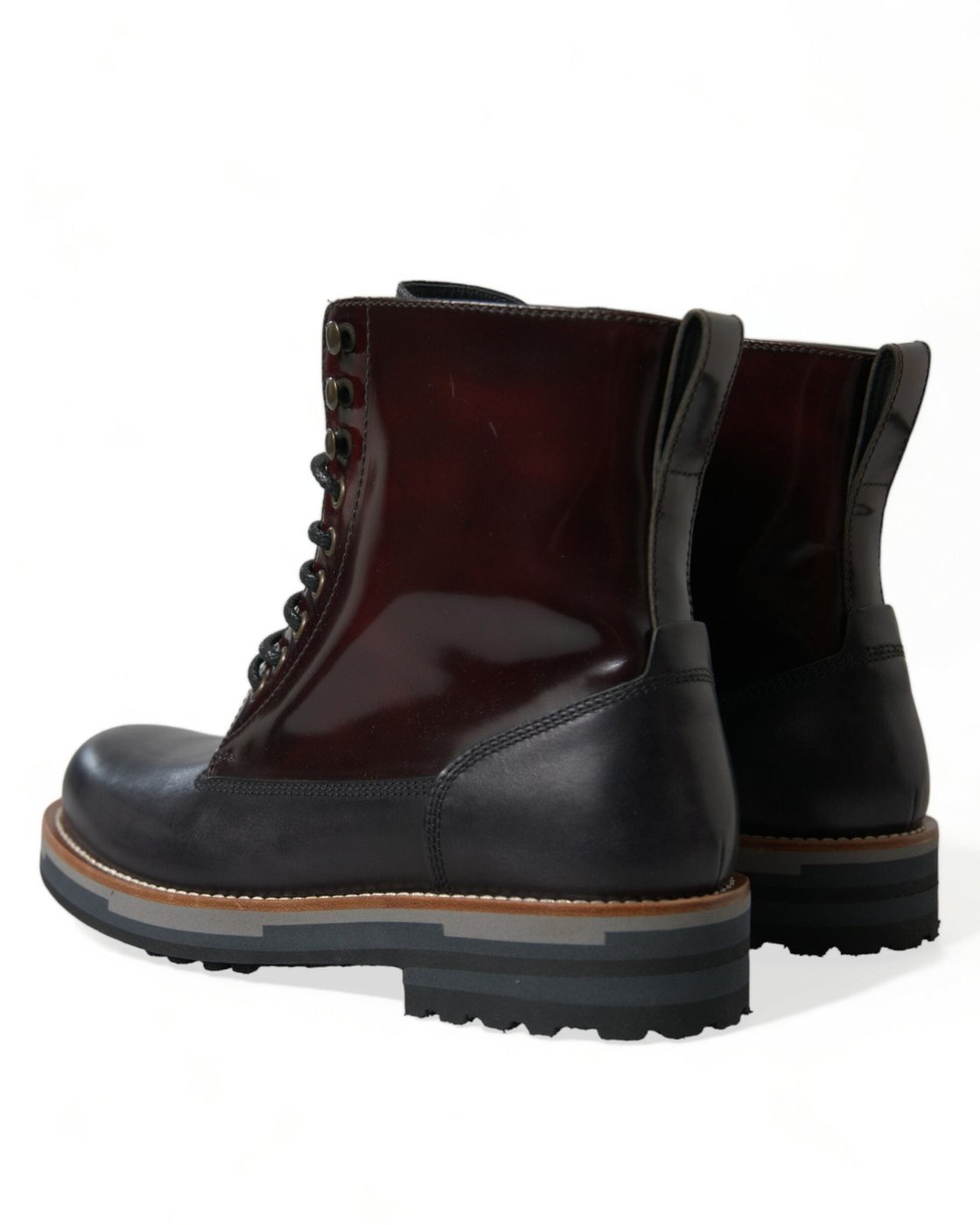 Dolce & Gabbana Black Leather Military Combat Boots Shoes