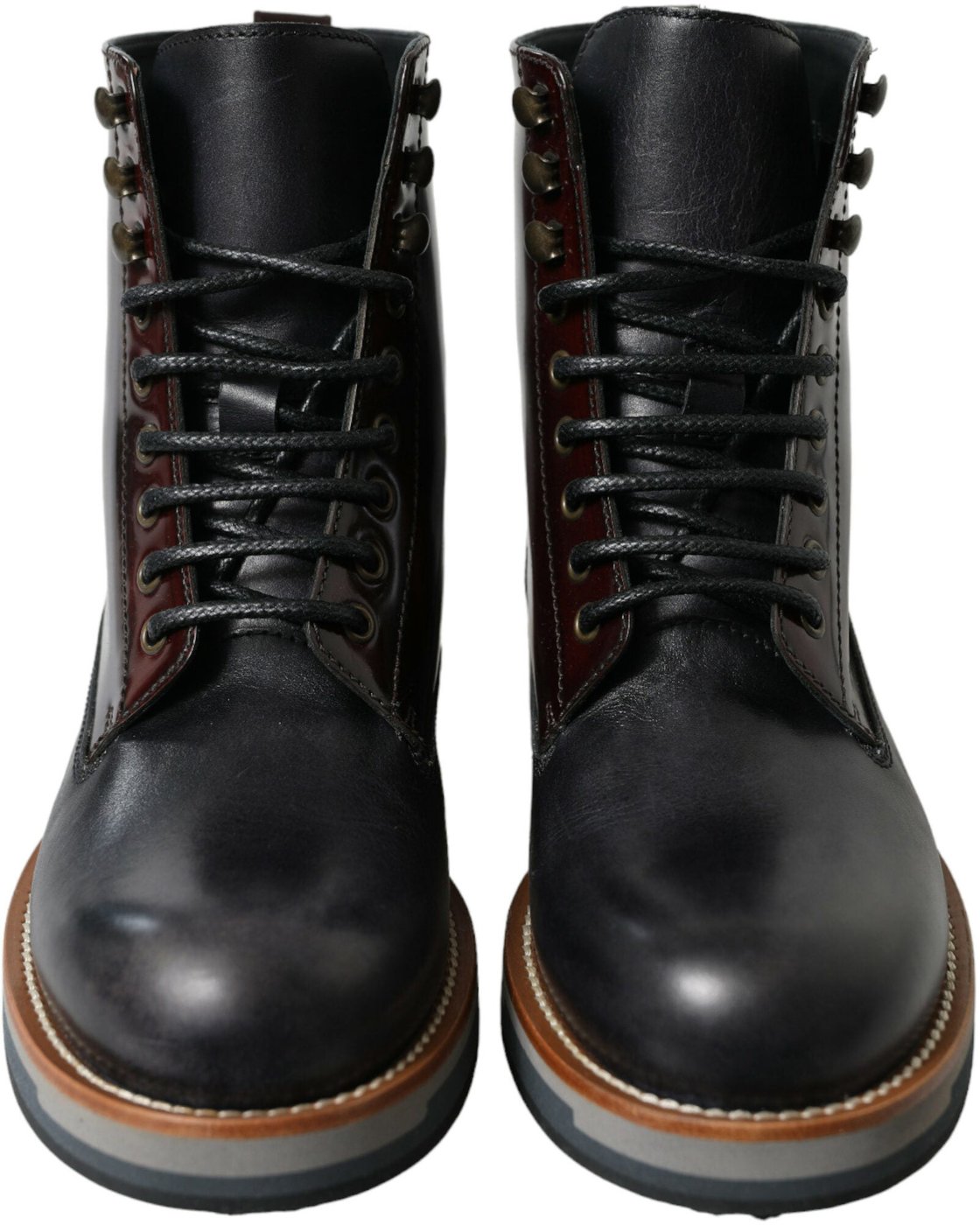Dolce & Gabbana Black Leather Military Combat Boots Shoes