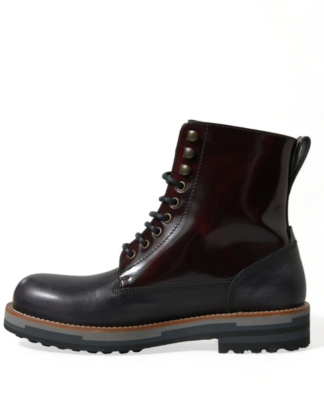 Dolce & Gabbana Black Leather Military Combat Boots Shoes