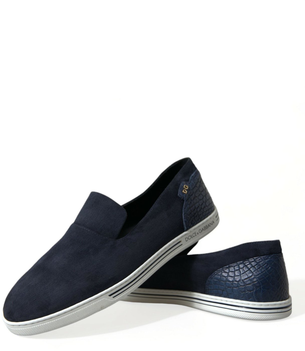 Dolce & Gabbana Blue Suede Caiman Loafers Saint Tropez Shoes