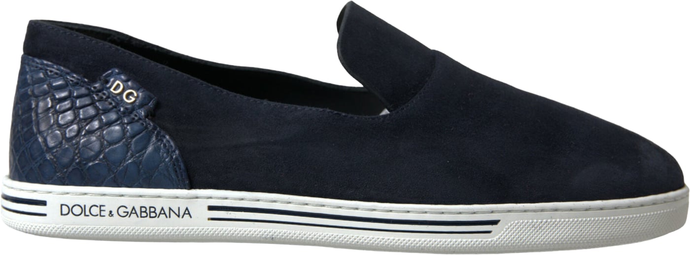 Dolce & Gabbana Blue Suede Caiman Loafers Saint Tropez Shoes
