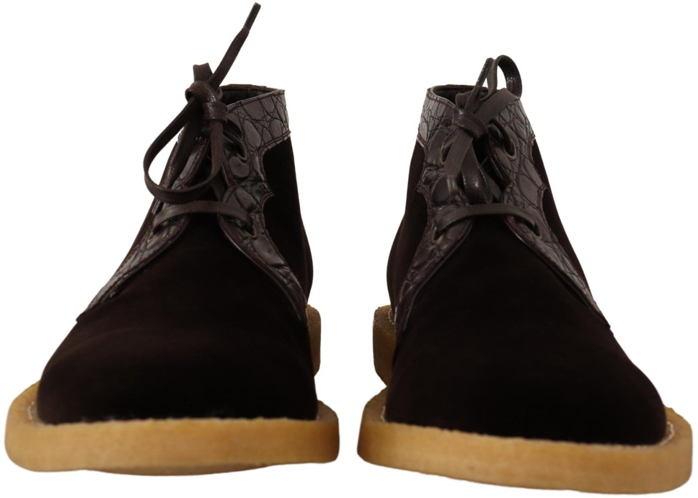 Dolce & Gabbana Brown Velvet Exotic Leather Boots