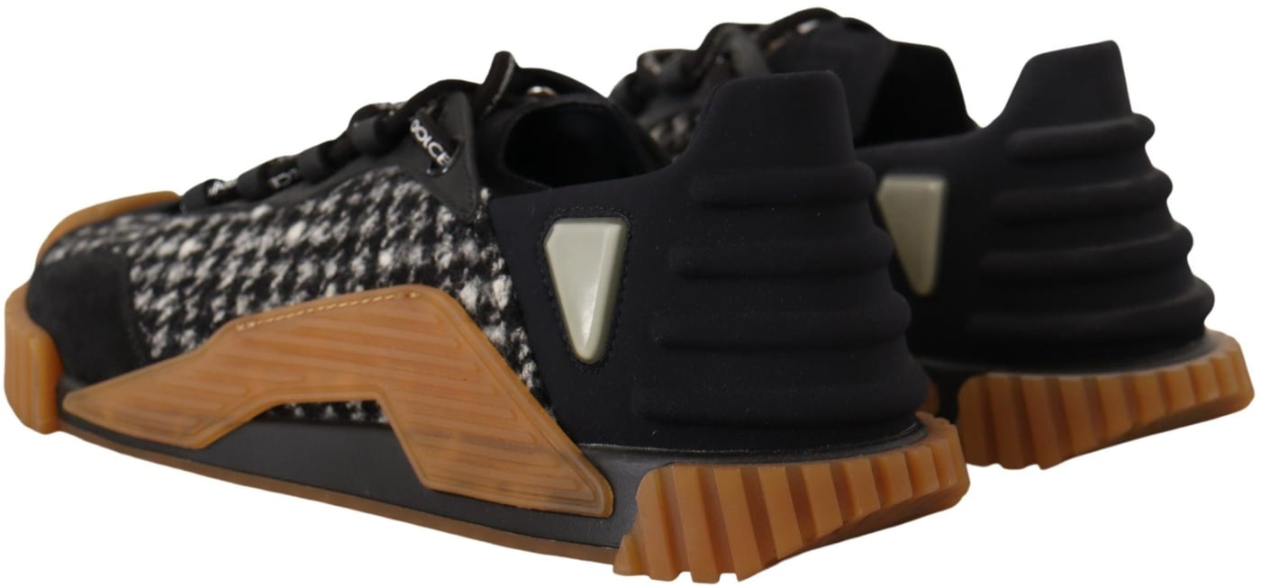 Dolce & Gabbana Black White Fabric Lace Up NS1 Sneakers