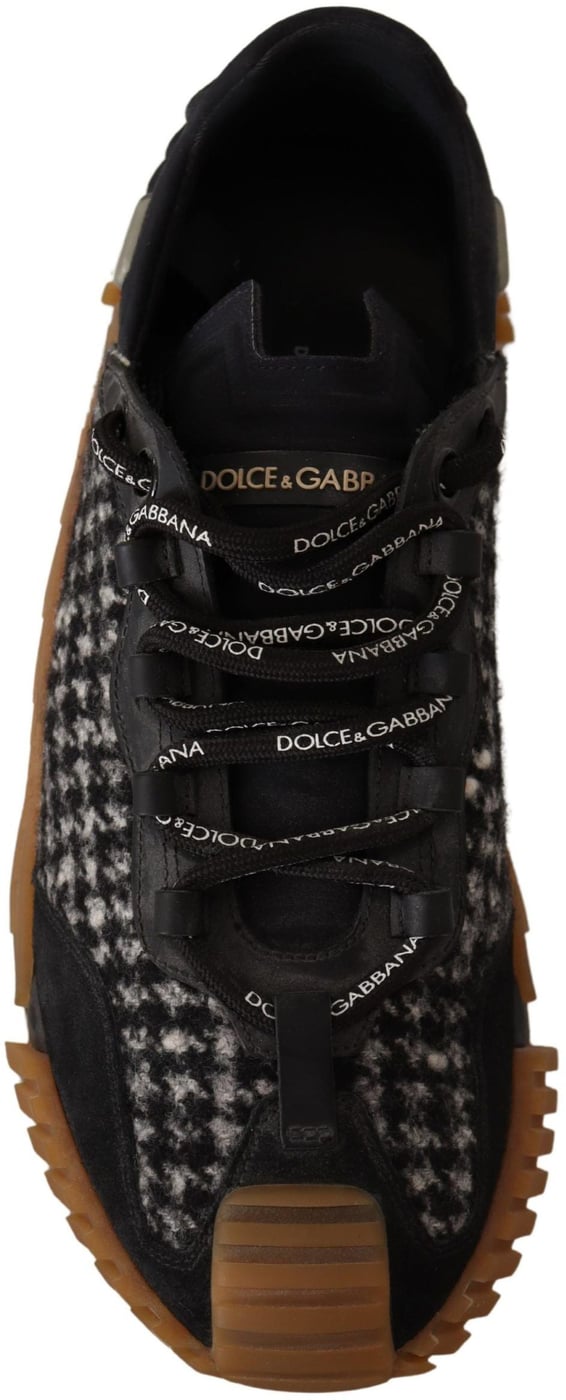 Dolce & Gabbana Black White Fabric Lace Up NS1 Sneakers