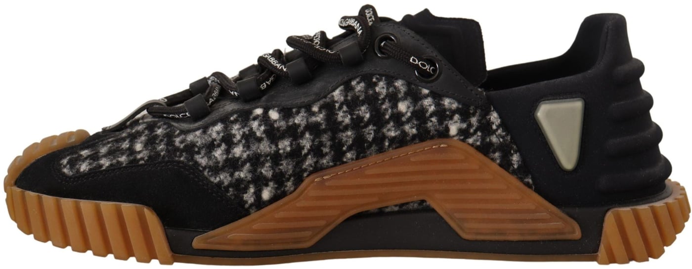 Dolce & Gabbana Black White Fabric Lace Up NS1 Sneakers