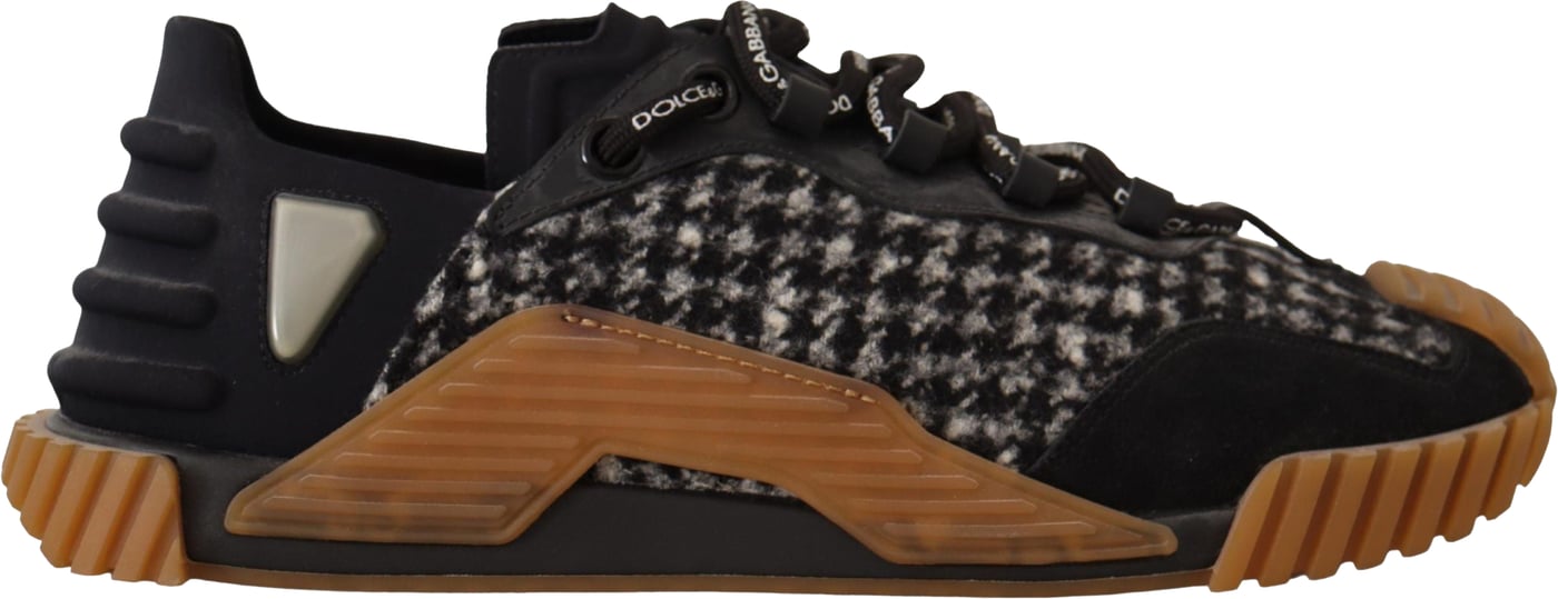 Dolce & Gabbana Black White Fabric Lace Up NS1 Sneakers