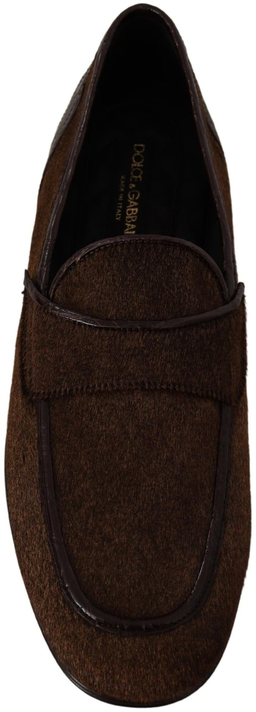 Dolce & Gabbana Shoes Dress Loafers Brown Leather Slip Shoes