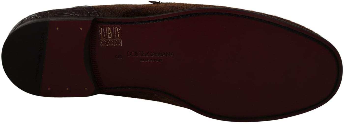 Dolce & Gabbana Shoes Dress Loafers Brown Leather Slip Shoes