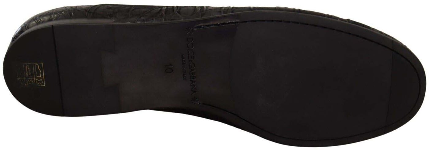 Dolce & Gabbana Black Caiman Leather Mens Oxford Shoes