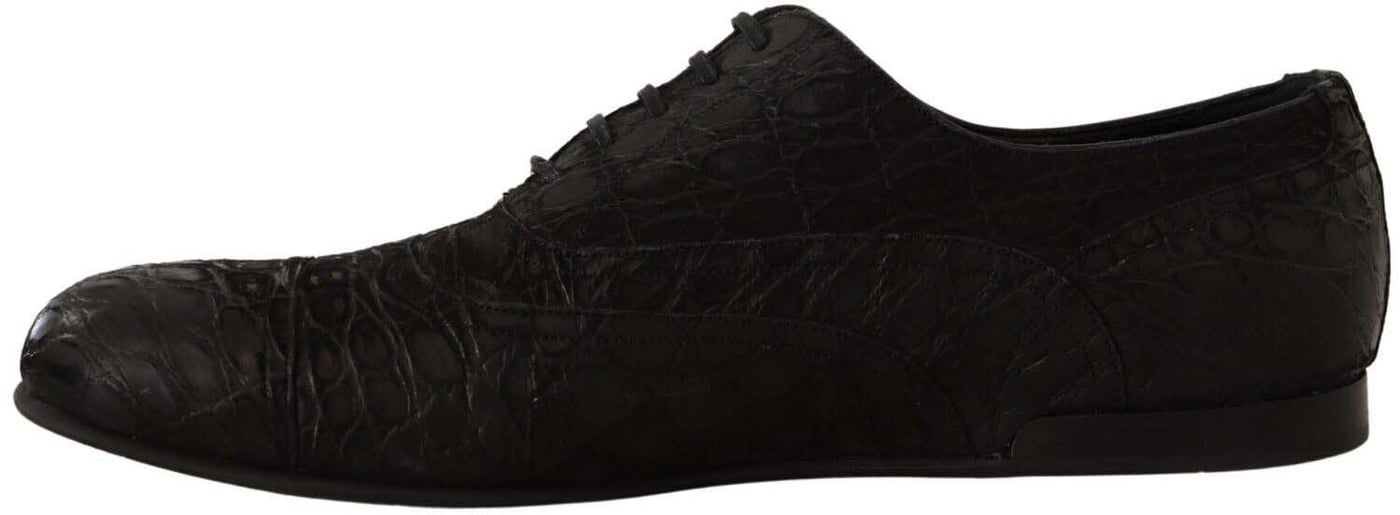 Dolce & Gabbana Black Caiman Leather Mens Oxford Shoes