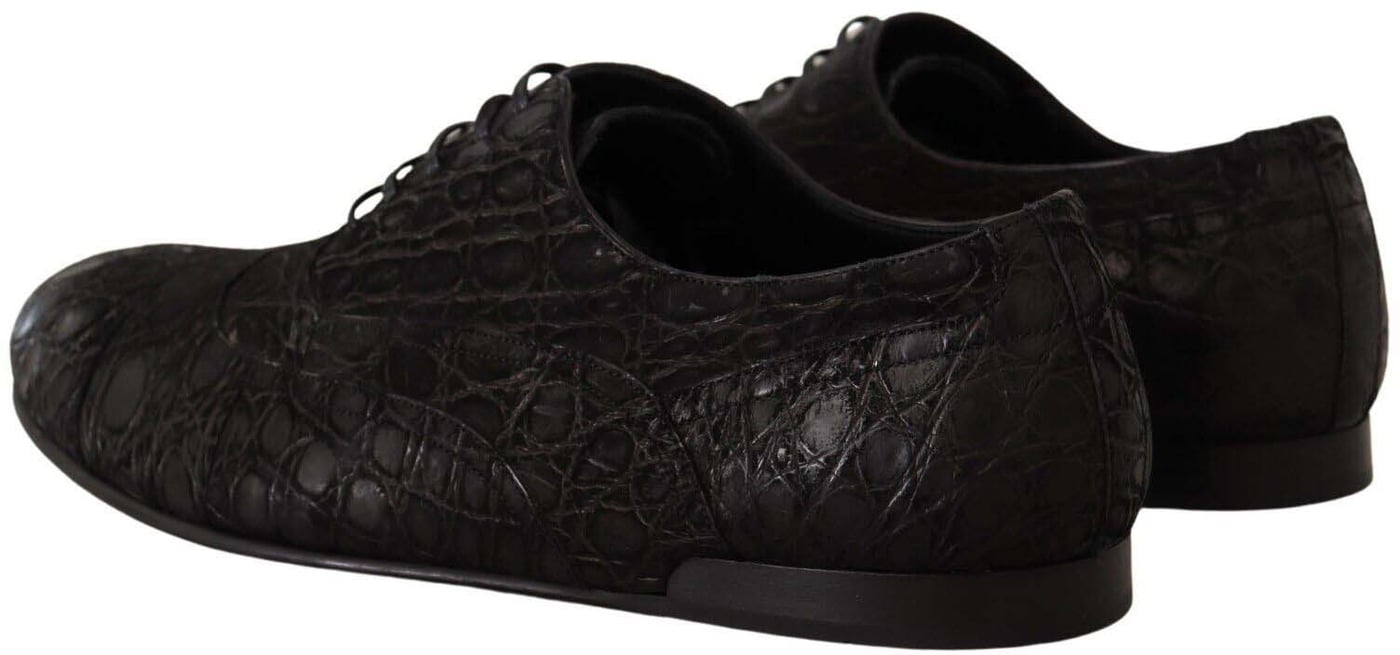 Dolce & Gabbana Black Caiman Leather Mens Oxford Shoes