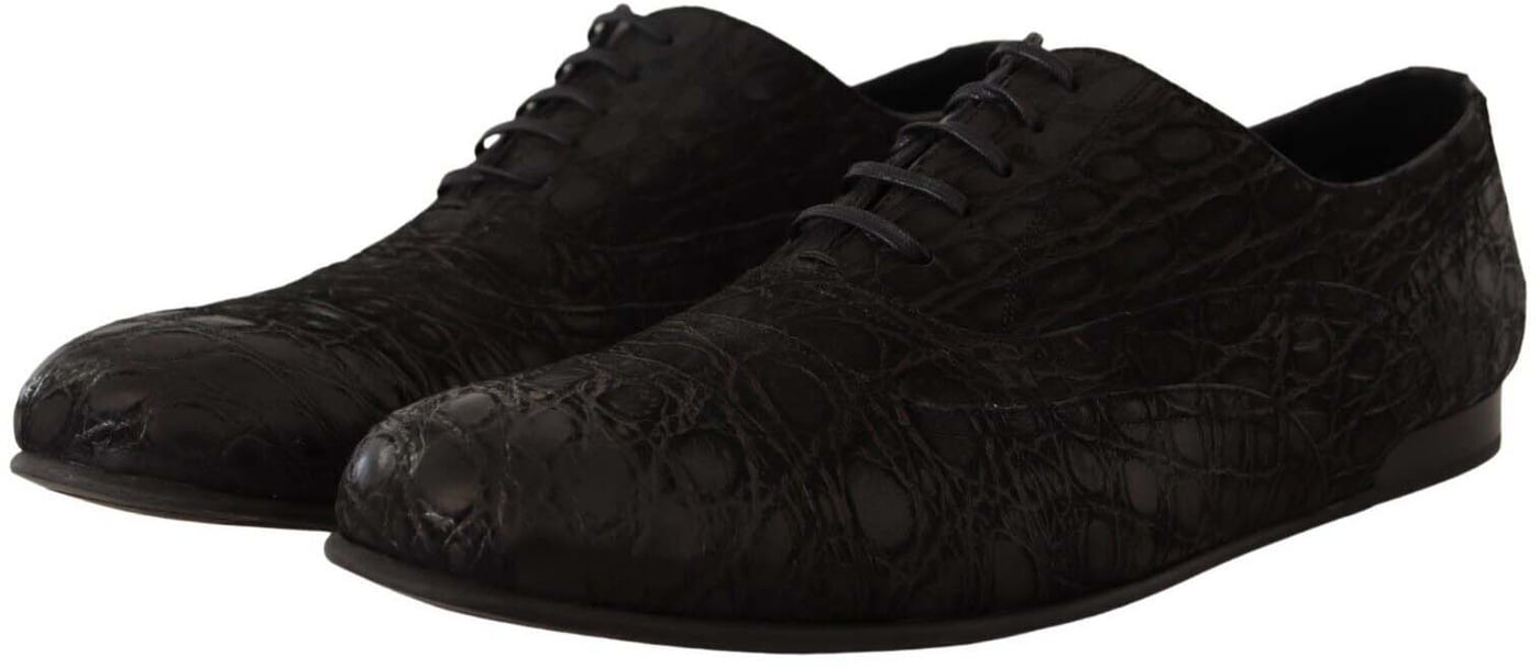 Dolce & Gabbana Black Caiman Leather Mens Oxford Shoes