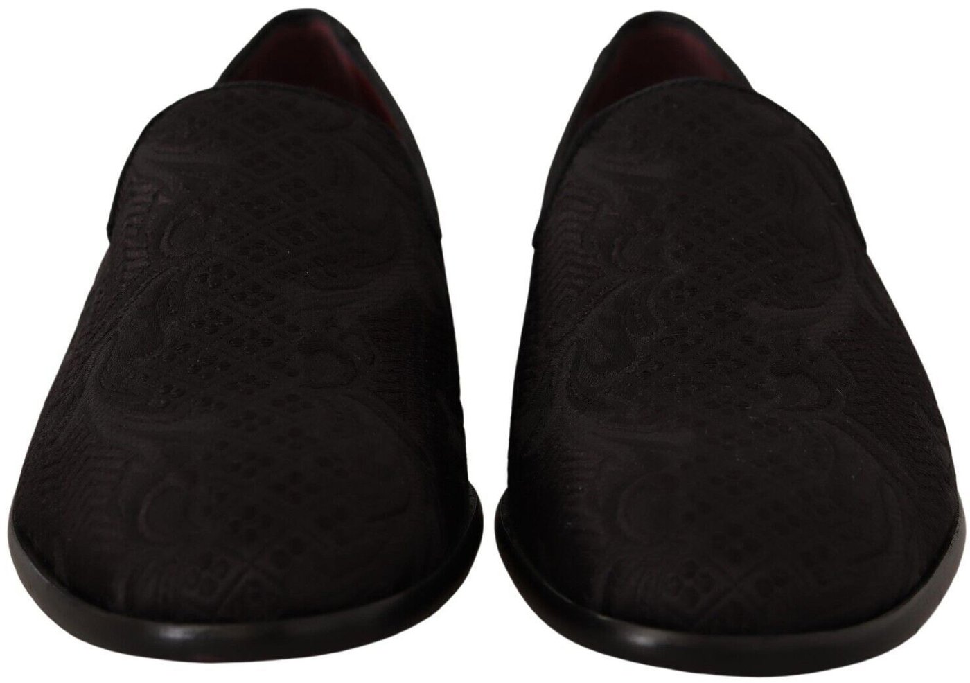 Dolce & Gabbana Black Floral Brocade Slippers Loafers Shoes