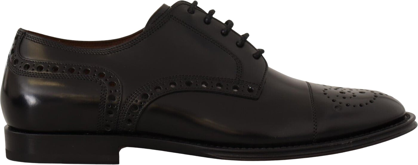 Dolce & Gabbana Black Leather Wingtip Mens Formal Derby Shoes