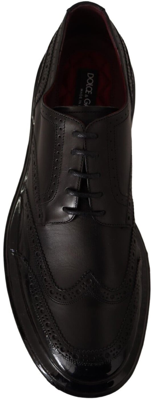 Dolce & Gabbana Black Leather Oxford Wingtip Formal Derby Shoes