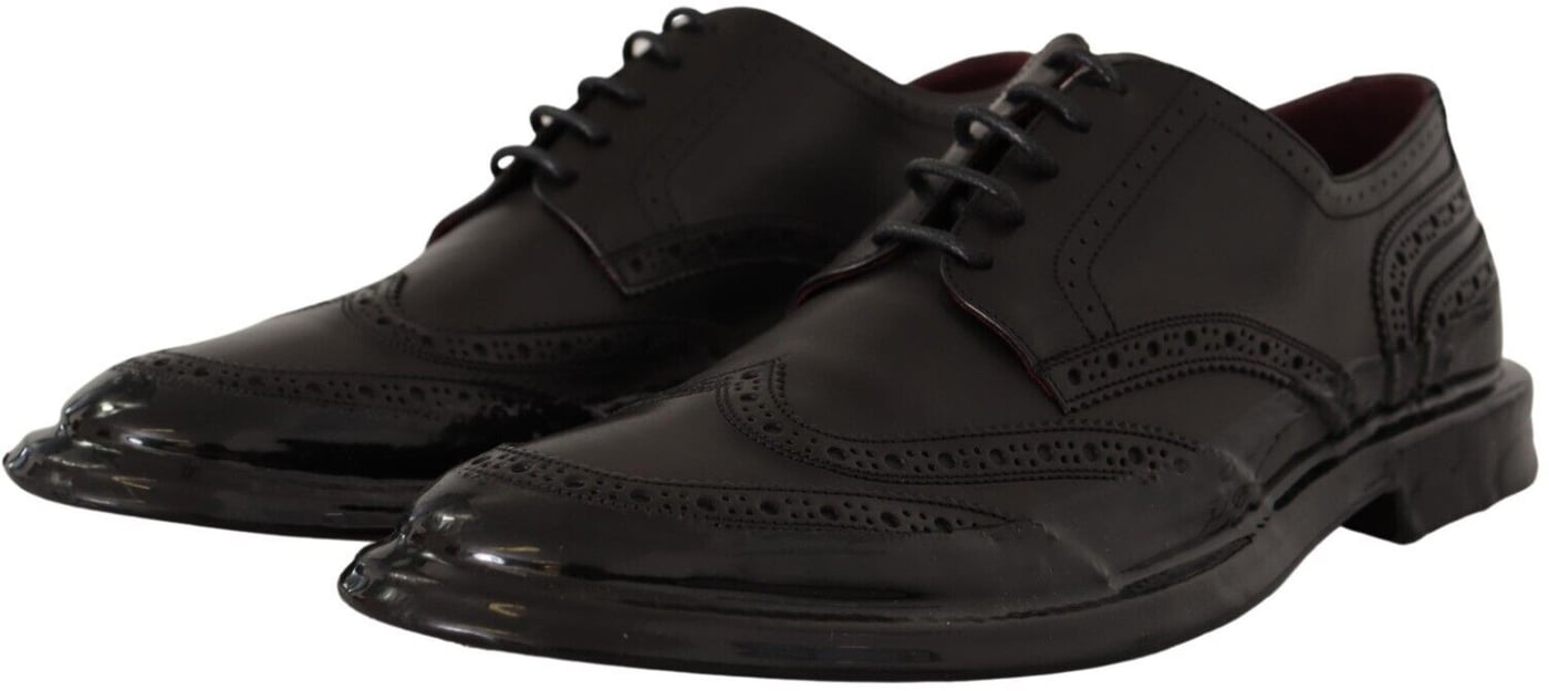 Dolce & Gabbana Black Leather Oxford Wingtip Formal Derby Shoes