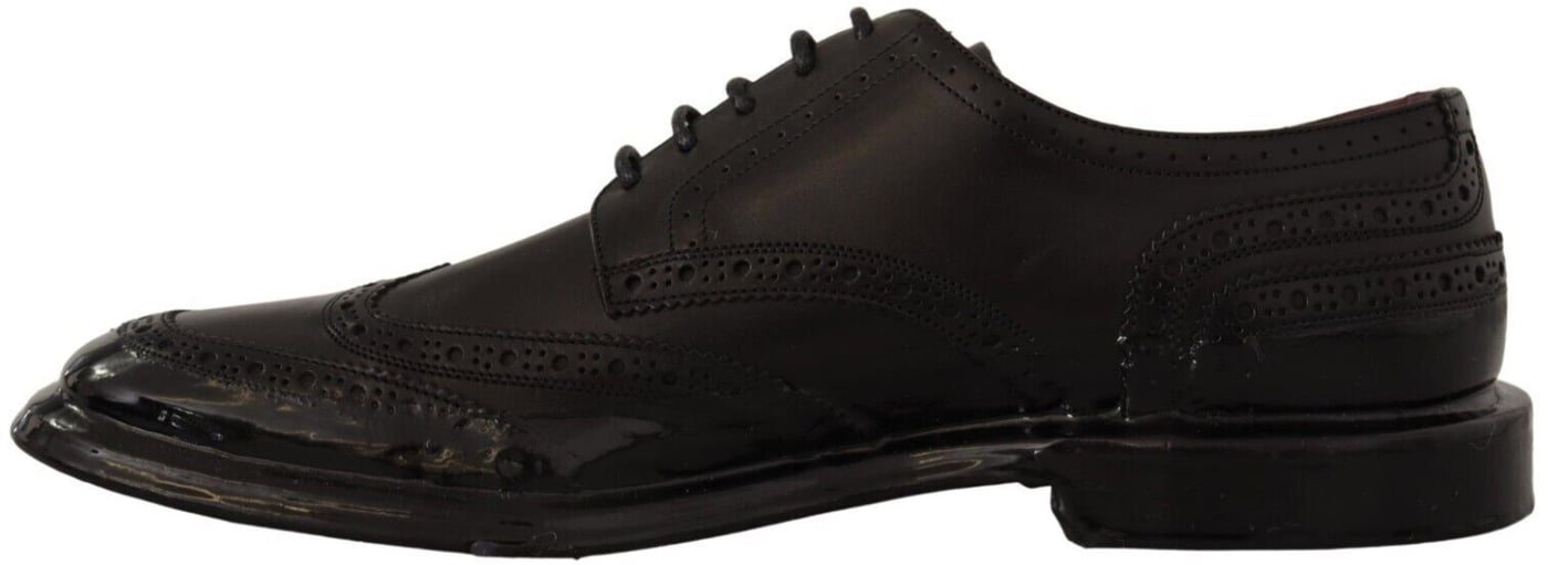 Dolce & Gabbana Black Leather Oxford Wingtip Formal Derby Shoes