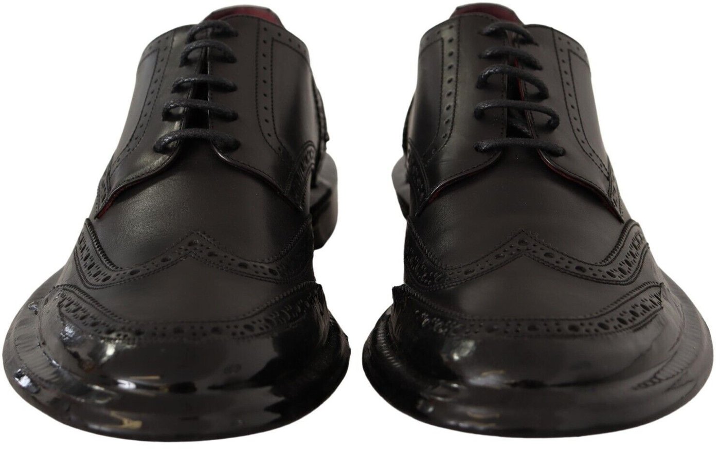 Dolce & Gabbana Black Leather Oxford Wingtip Formal Derby Shoes