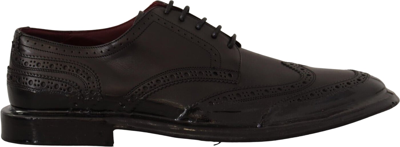 Dolce & Gabbana Black Leather Oxford Wingtip Formal Derby Shoes
