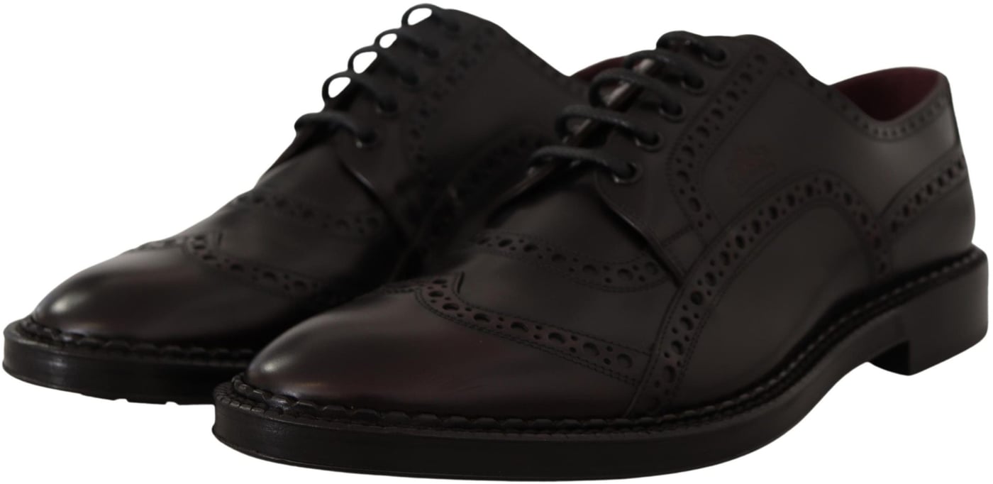 Dolce & Gabbana Purple Leather Oxford Wingtip Formal Shoes