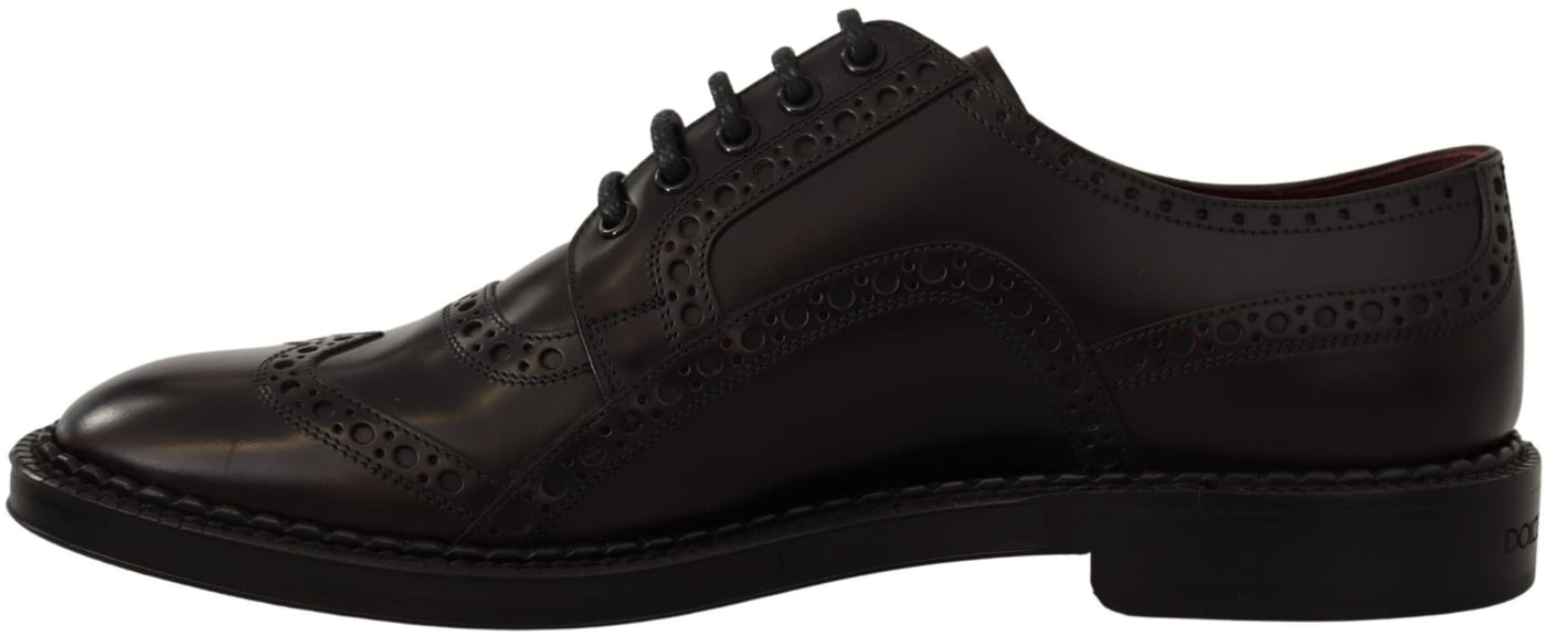 Dolce & Gabbana Purple Leather Oxford Wingtip Formal Shoes
