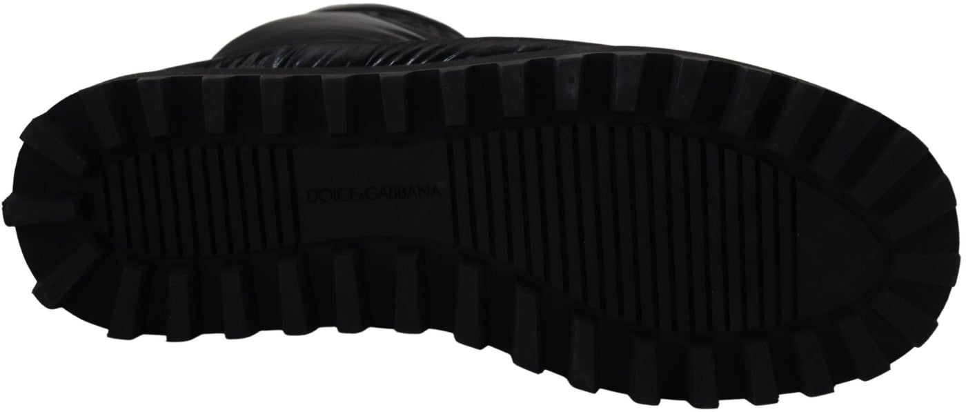 Dolce & Gabbana Black Boots Padded Mid Calf Winter Shoes