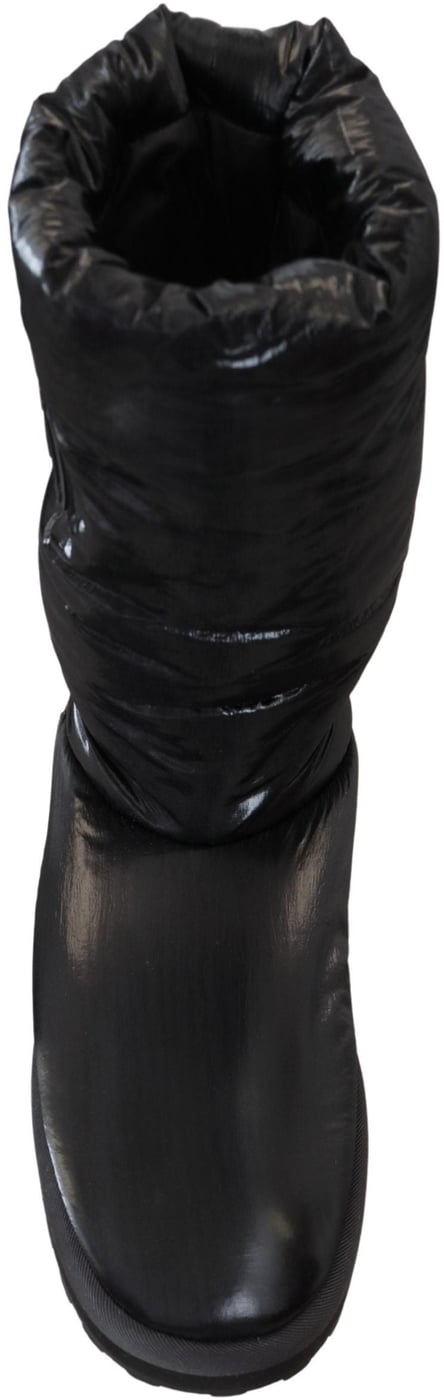 Dolce & Gabbana Black Boots Padded Mid Calf Winter Shoes