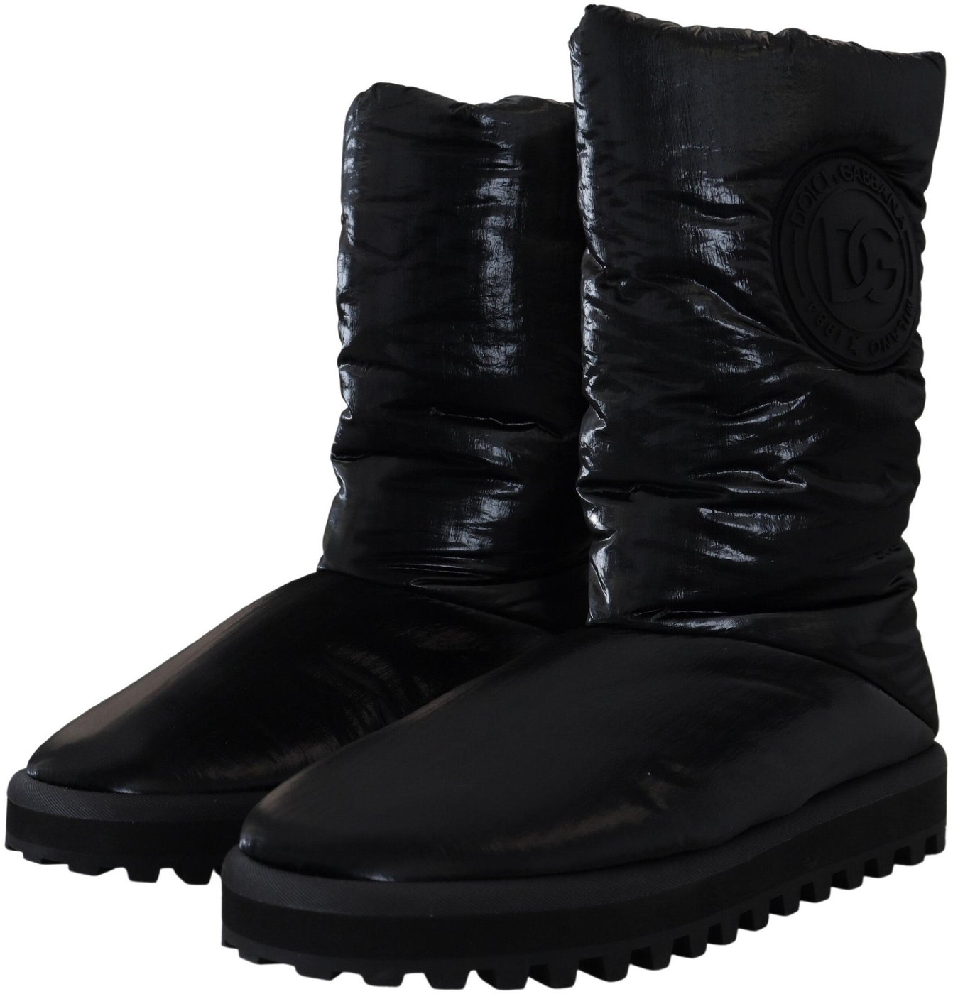 Dolce & Gabbana Black Boots Padded Mid Calf Winter Shoes