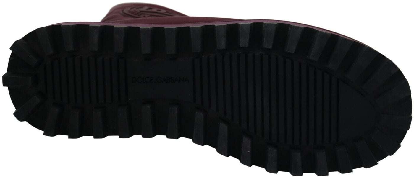 Dolce & Gabbana Bordeaux Nylon Boots Padded Mid Shoes