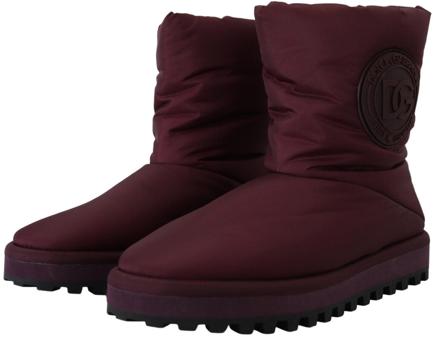 Dolce & Gabbana Bordeaux Nylon Boots Padded Mid Shoes
