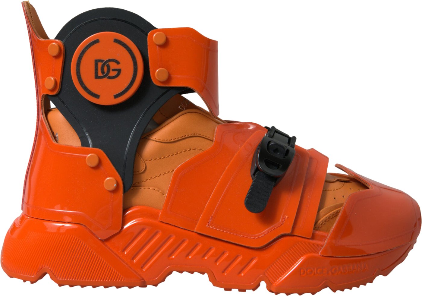 Dolce & Gabbana Orange Multi Panel Chunky High Top Sneakers Shoes