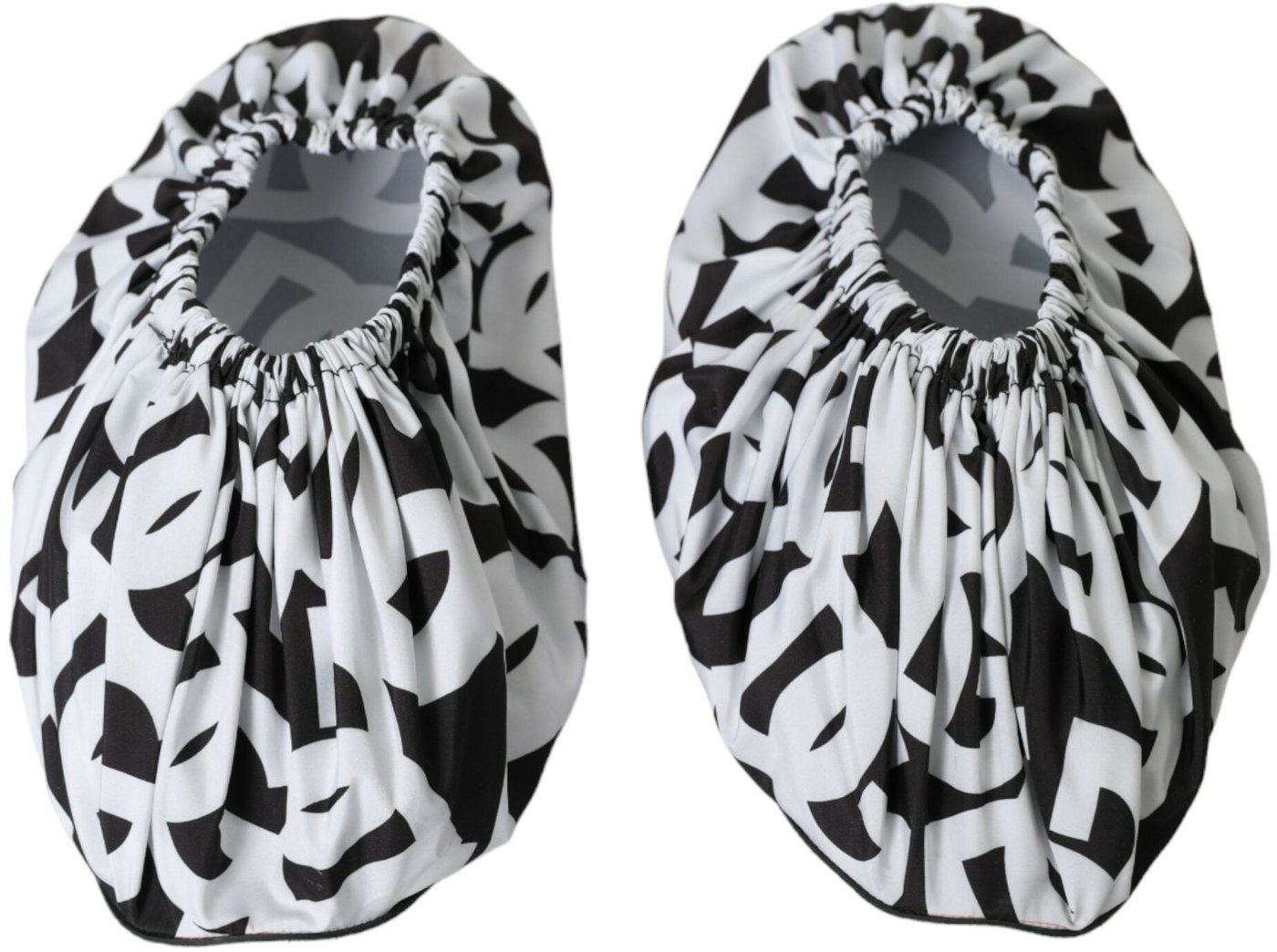 Dolce & Gabbana White Logo Print Nylon Slip On Flats Shoes