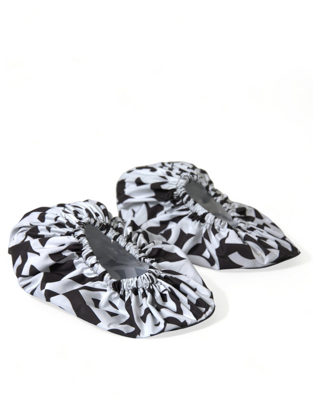 Dolce & Gabbana White Logo Print Nylon Slip On Flats Shoes