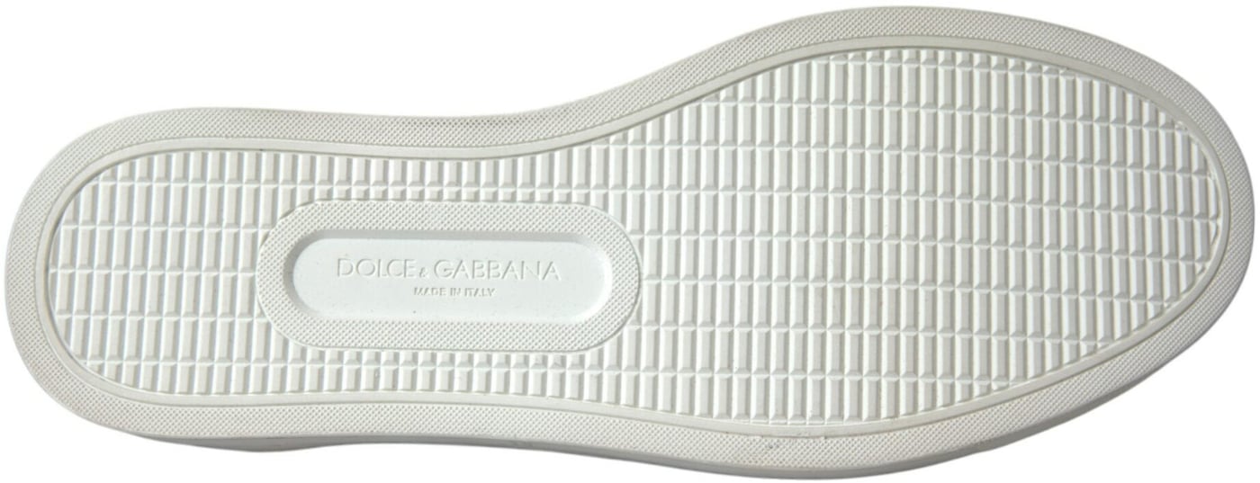 Dolce & Gabbana Blue Calfskin Hair Leopard Sneakers Shoes