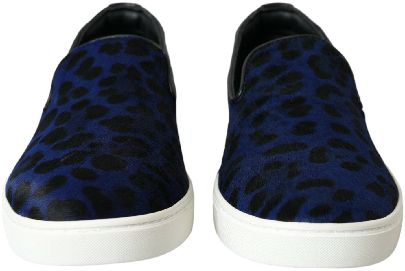 Dolce & Gabbana Blue Calfskin Hair Leopard Sneakers Shoes