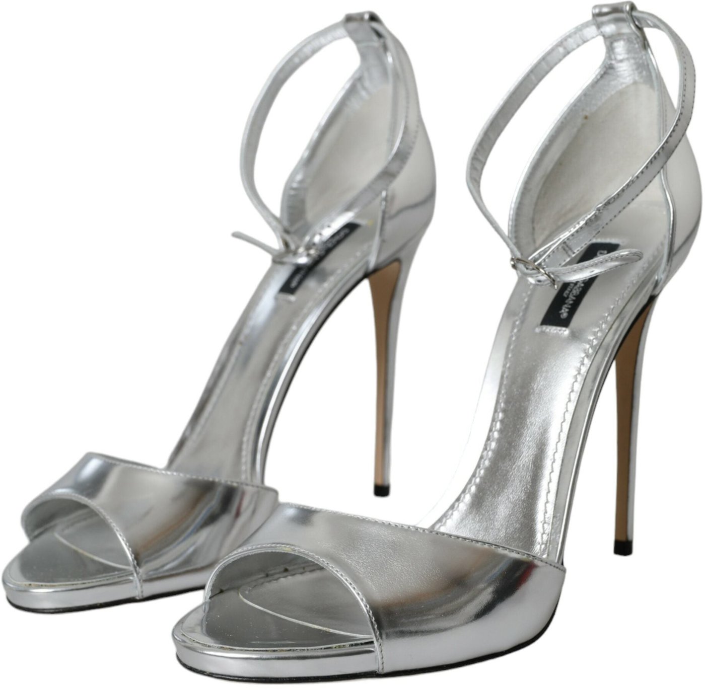Dolce & Gabbana Silver KEIRA Leather Heels Sandals Shoes