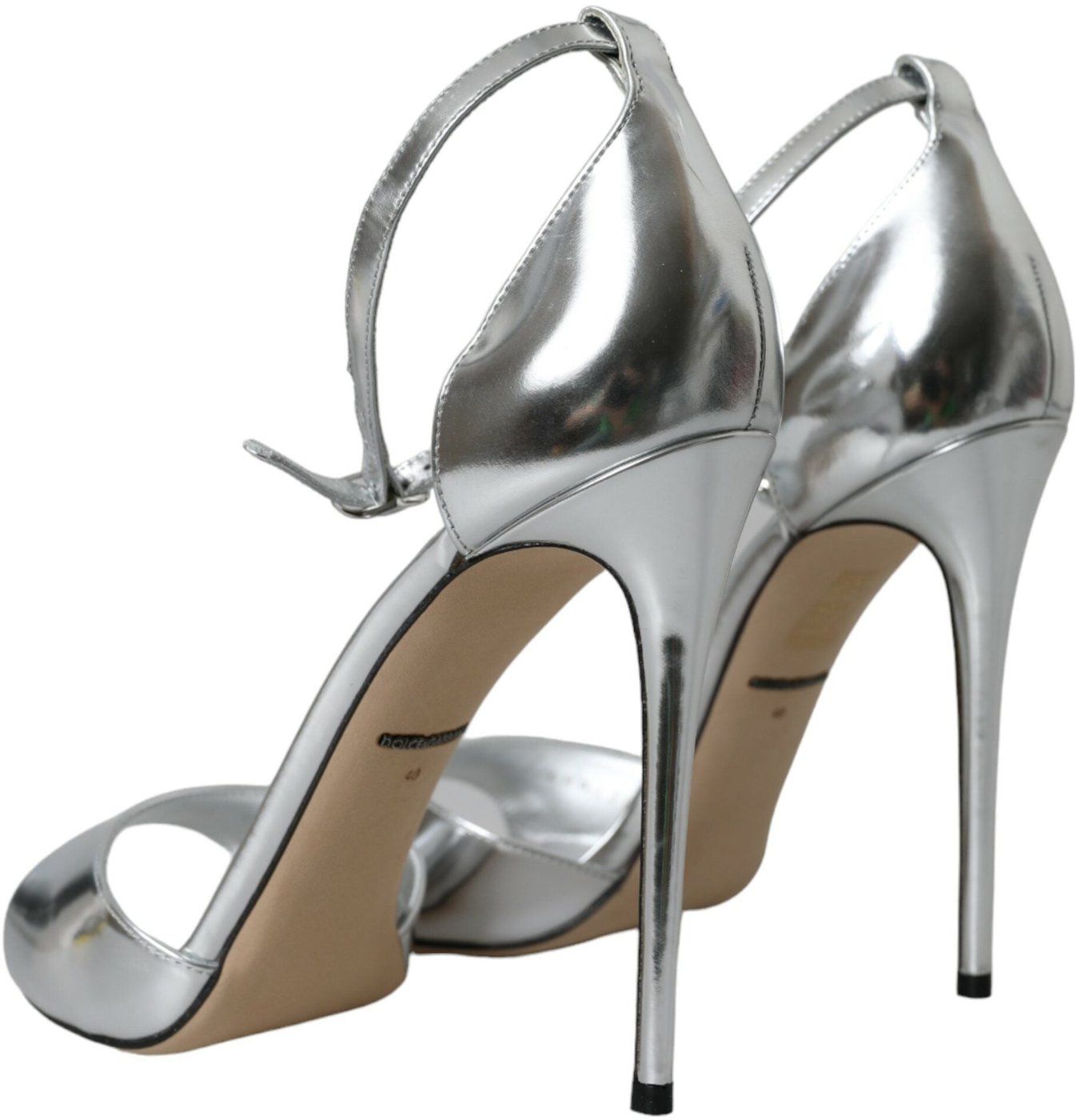 Dolce & Gabbana Silver KEIRA Leather Heels Sandals Shoes