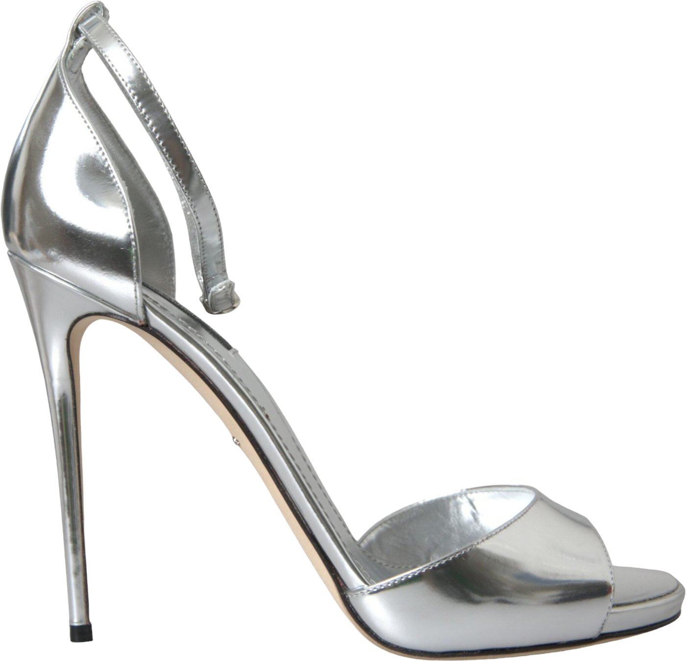 Dolce & Gabbana Silver KEIRA Leather Heels Sandals Shoes
