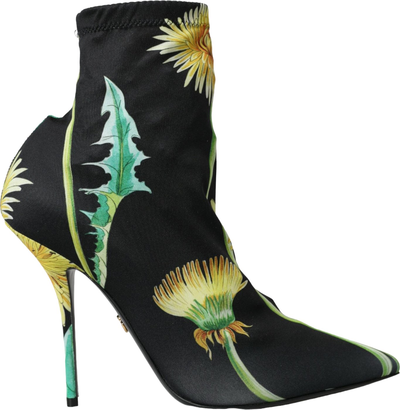 Dolce & Gabbana Black Floral Jersey Stretch Ankle Boots Shoes