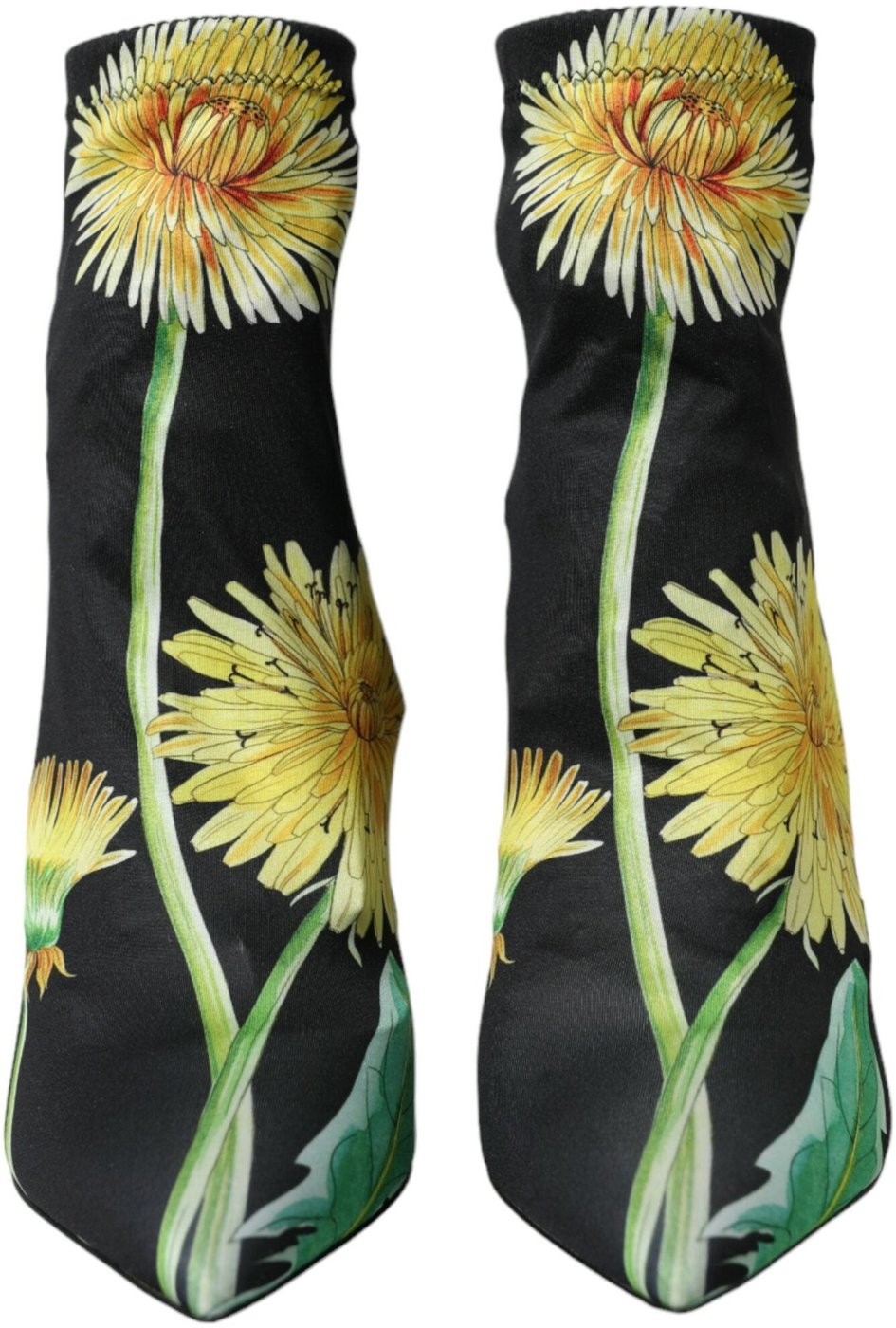 Dolce & Gabbana Black Floral Jersey Stretch Ankle Boots Shoes