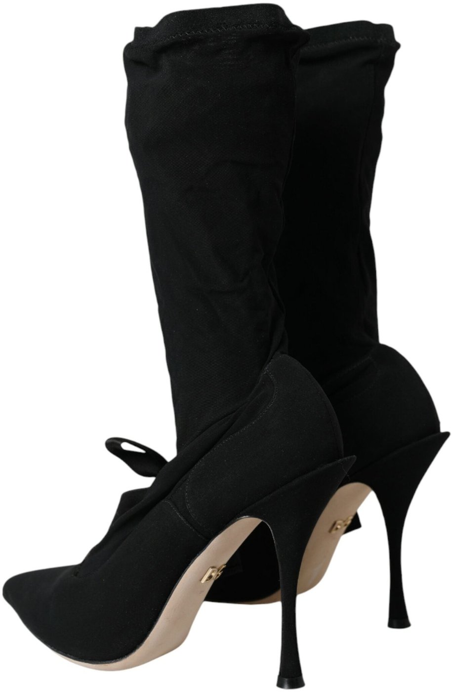 Dolce & Gabbana Black Stiletto Heels Mid Calf Boots Shoes
