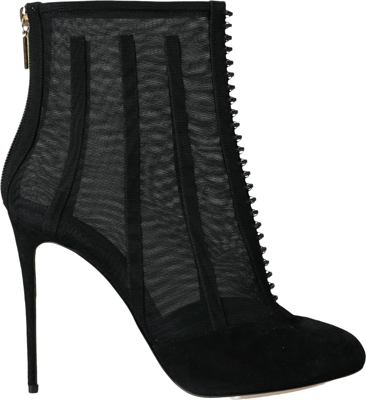 Dolce & Gabbana Black Mesh Stiletto Heels Ankle Boots Shoes