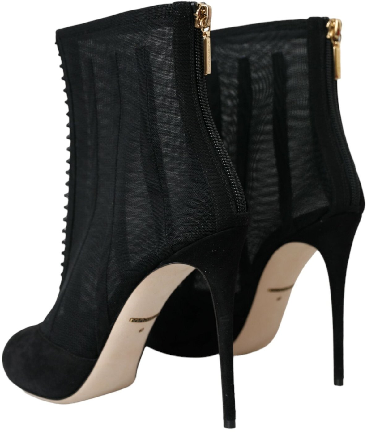 Dolce & Gabbana Black Mesh Stiletto Heels Ankle Boots Shoes