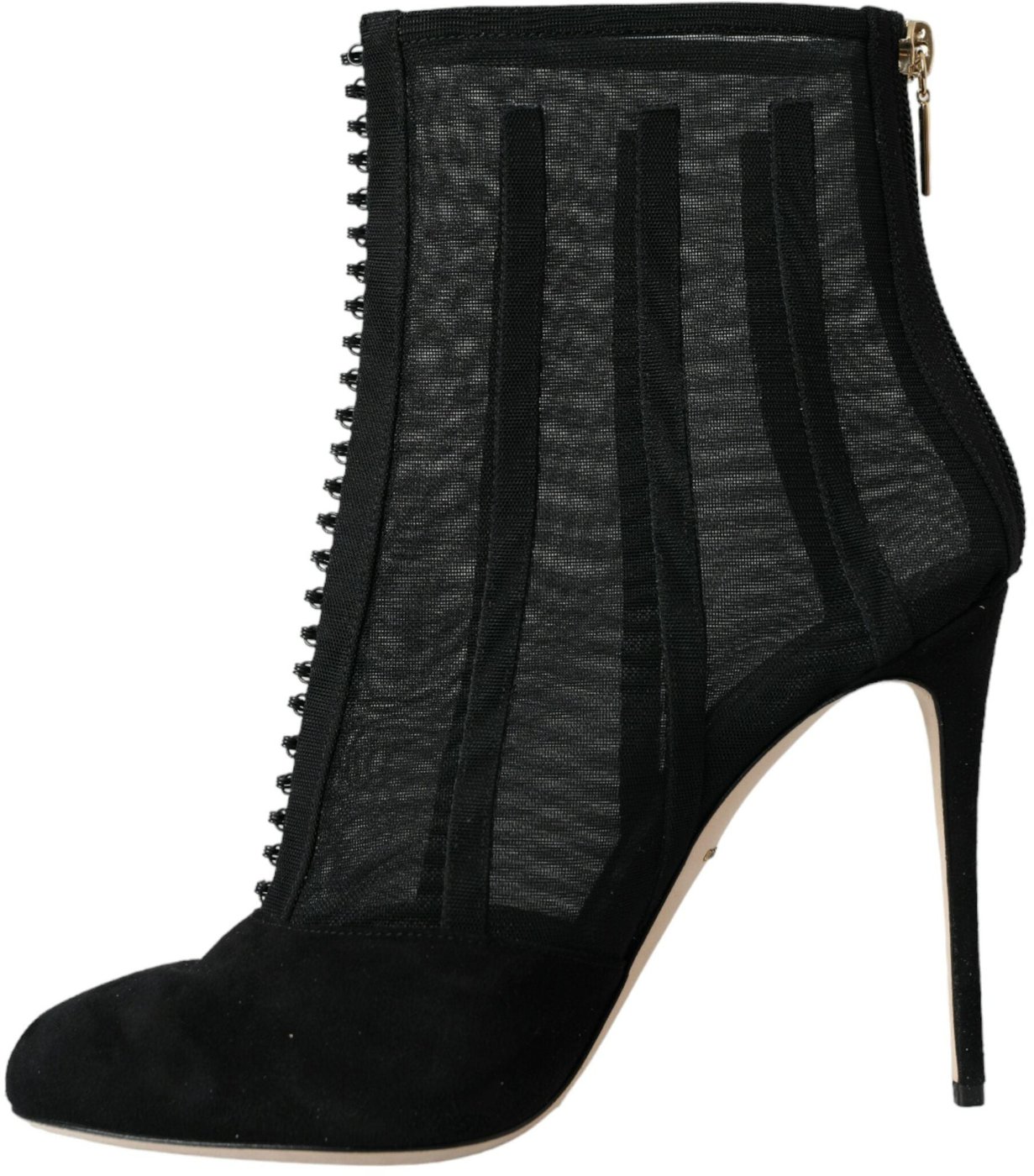Dolce & Gabbana Black Mesh Stiletto Heels Ankle Boots Shoes