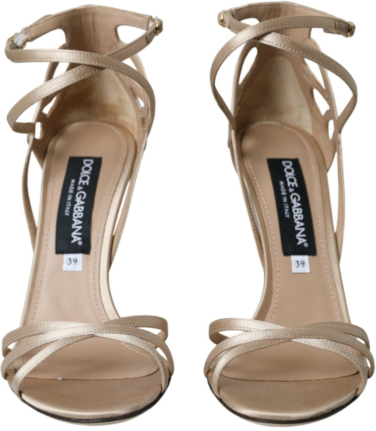 Dolce & Gabbana Beige Leather Strappy Heels Sandals Shoes