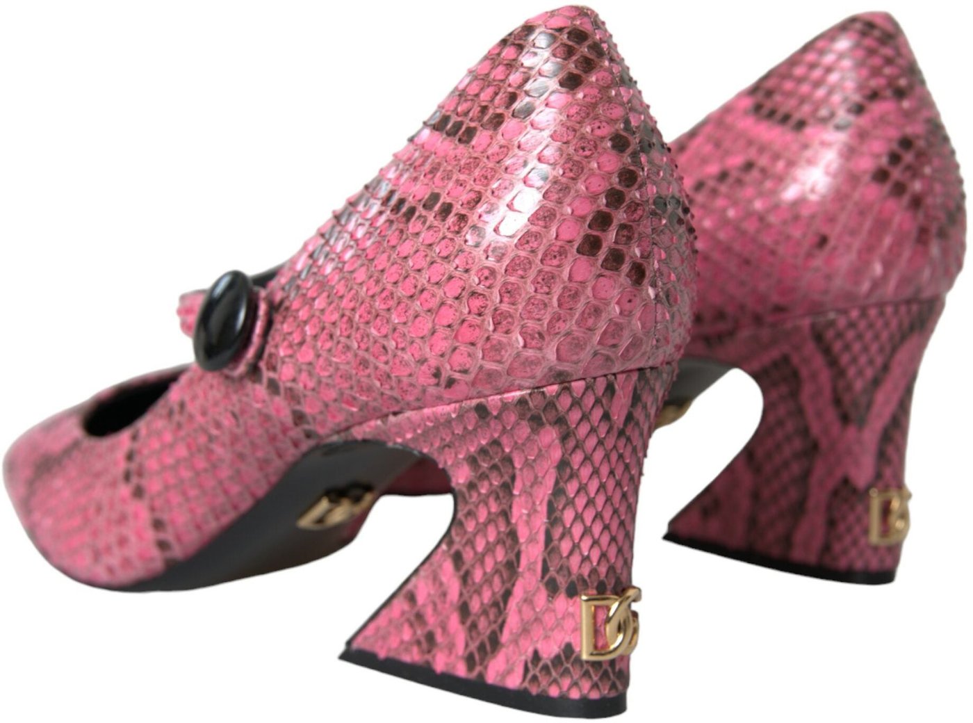 Dolce & Gabbana Pink Python Leather Mary Jane Heels Shoes