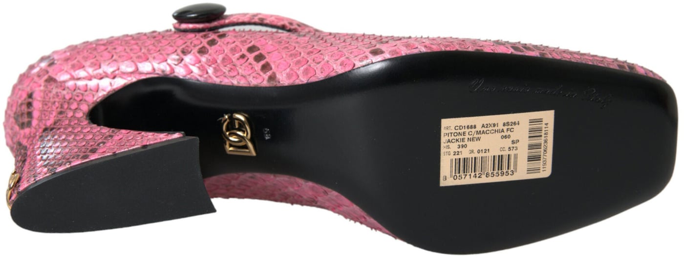 Dolce & Gabbana Pink Python Leather Mary Jane Heels Shoes