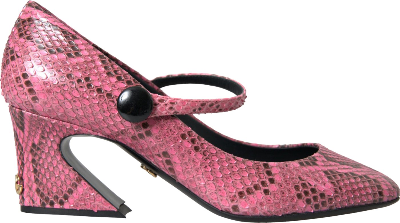 Dolce & Gabbana Pink Python Leather Mary Jane Heels Shoes