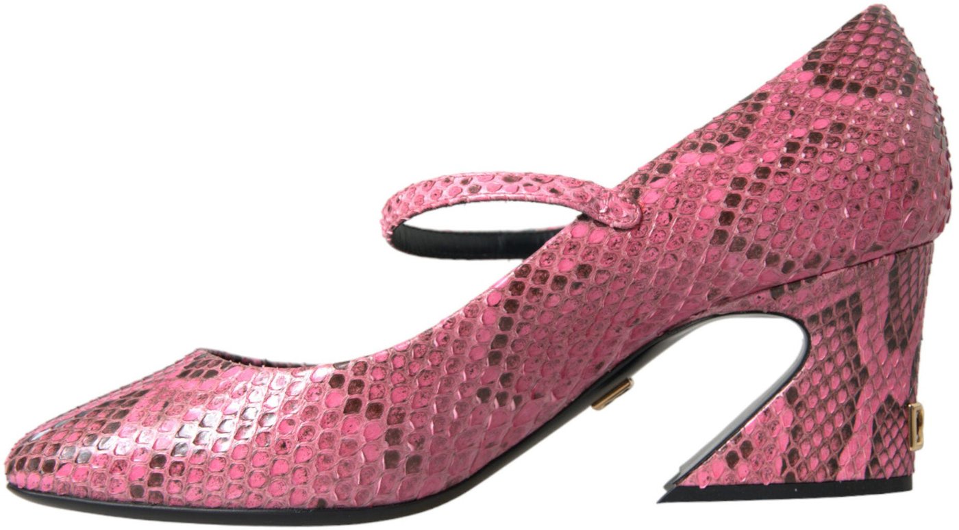 Dolce & Gabbana Pink Python Leather Mary Jane Heels Shoes
